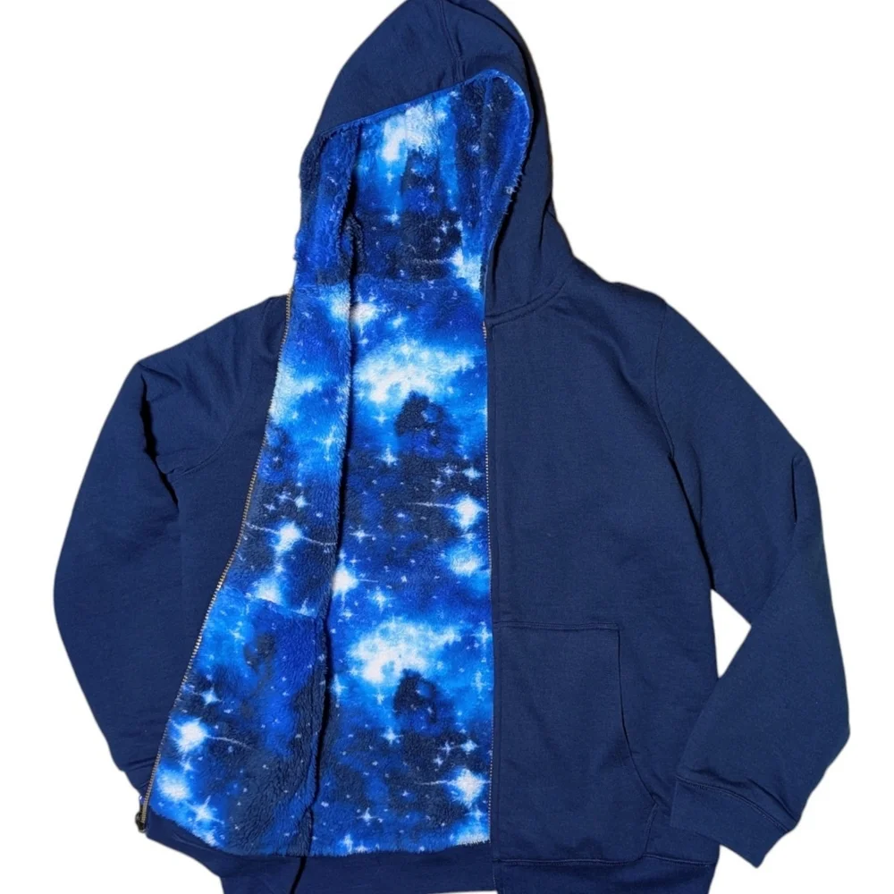 Lands End Kid's Husky Reversible Sherpa Fleece Hoodie - Picture 1 of 9